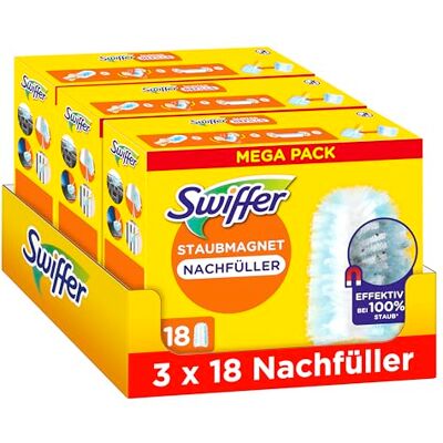 Swiffer Dammagnet 3 x 18 påfyllningshanddukar, fångar och stänger 3 gånger mer damm och hår en än konventionella dammvippa Swiffer Dammagnet 3 x 18 påfyllningshanddukar, fångar och stänger 3 gånger mer damm och hår en än konventionella dammvippa