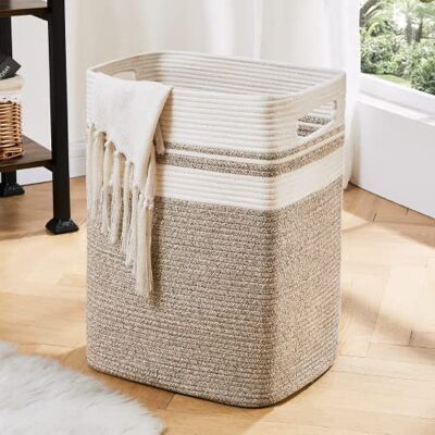OIAHOMY Tvättkorg tvättkorg, hög bomullskorg med handtag, dekorativ filtkorg för vardagsrum, hopfällbar stor korg för leksaker, kuddar, kläder-40 x 33 x 56 cm gul varierad OIAHOMY Tvättkorg tvättkorg, hög bomullskorg med handtag, dekorativ filtkorg för vardagsrum, hopfällbar stor korg för leksaker, kuddar, kläder-40 x 33 x 56 cm gul varierad