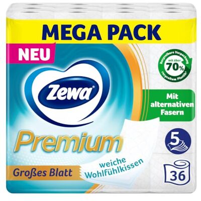 Zewa Premium toalettpapper, 6 x 6 (36) rullar á 110 ark 5 lager Zewa Premium toalettpapper, 6 x 6 (36) rullar á 110 ark 5 lager