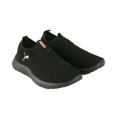 PUMA Dam SOFTRIDE REMI slip-on stickad WN's Road Running Shoe, Black Gold, 4 UK, svart guld, 37 EU PUMA Dam SOFTRIDE REMI slip-on stickad WN's Road Running Shoe, Black Gold, 4 UK, svart guld, 37 EU