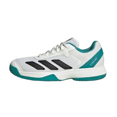 adidas Unisex – Barn Courtflash Kids Tennis Shoes, Cloud White/Pure Teal/Off White, 28 EU adidas Unisex – Barn Courtflash Kids Tennis Shoes, Cloud White/Pure Teal/Off White, 28 EU