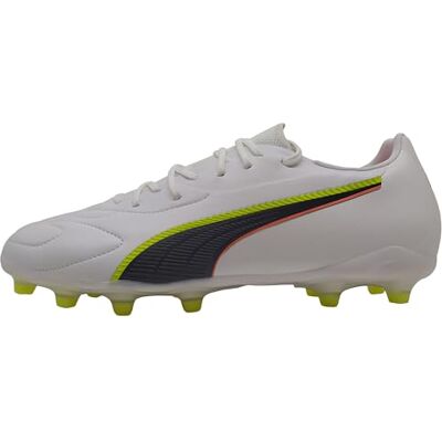 PUMA Unisex King 20 Match FG/AG fotbollssko, vitlysande röd gul varning, 8,5 UK, vit lysande röd gul varning, 42.5 EU PUMA Unisex King 20 Match FG/AG fotbollssko, vitlysande röd gul varning, 8,5 UK, vit lysande röd gul varning, 42.5 EU