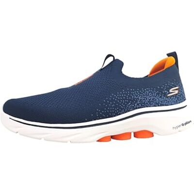 Skechers herr Go Walk 7 träningsskor, Marinblå och orange textil, 44 EU Skechers herr Go Walk 7 träningsskor, Marinblå och orange textil, 44 EU