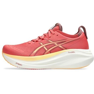 ASICS Gel-Nimbus 27 Sneaker för kvinnor, Mörkrosa lera/orange glöd, 42 EU ASICS Gel-Nimbus 27 Sneaker för kvinnor, Mörkrosa lera/orange glöd, 42 EU
