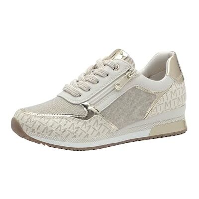 MARCO TOZZI Damsneakers, platta med skosnören, fritid, Krämkam, 38 EU MARCO TOZZI Damsneakers, platta med skosnören, fritid, Krämkam, 38 EU