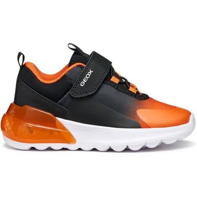 Geox pojke J Activart Illuminus Sneaker, Svart orange, 28 EU Geox pojke J Activart Illuminus Sneaker, Svart orange, 28 EU