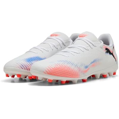 PUMA Unisex Future 8 Play Mg fotbollssko, vit svart glödande röd, 43 EU PUMA Unisex Future 8 Play Mg fotbollssko, vit svart glödande röd, 43 EU
