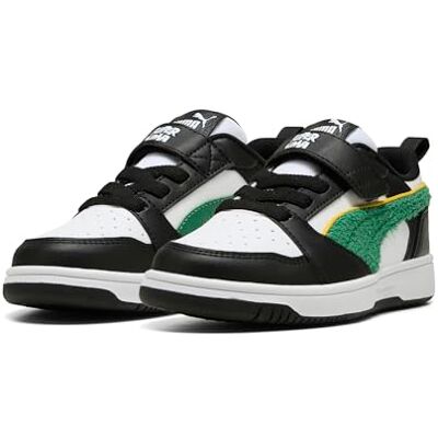 PUMA Unisex barn Rebound V6 Lo Super Ac+ Ps Sneaker, White Archive Green Svart, 34 EU PUMA Unisex barn Rebound V6 Lo Super Ac+ Ps Sneaker, White Archive Green Svart, 34 EU