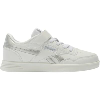 Reebok Court Advance Elastic & Top Strap Sneaker, Vit vit silver, 27 EU Reebok Court Advance Elastic & Top Strap Sneaker, Vit vit silver, 27 EU