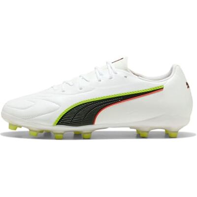 PUMA Unisex King 20 Match FG/AG fotbollssko, vitlysande röd gul varning, 9,5 UK, vit lysande röd gul varning, 44 EU PUMA Unisex King 20 Match FG/AG fotbollssko, vitlysande röd gul varning, 9,5 UK, vit lysande röd gul varning, 44 EU