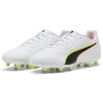 PUMA Unisex King 20 Play FG/AG fotbollssko, vitlysande röd gul varning, 9 UK, vit lysande röd gul varning, 43 EU PUMA Unisex King 20 Play FG/AG fotbollssko, vitlysande röd gul varning, 9 UK, vit lysande röd gul varning, 43 EU