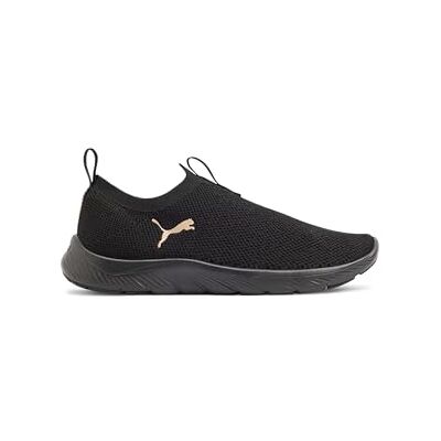 PUMA Dam SOFTRIDE REMI slip-on stickad WN's Road Running Shoe, Black Gold, 7 UK, svart guld, 40.5 EU PUMA Dam SOFTRIDE REMI slip-on stickad WN's Road Running Shoe, Black Gold, 7 UK, svart guld, 40.5 EU