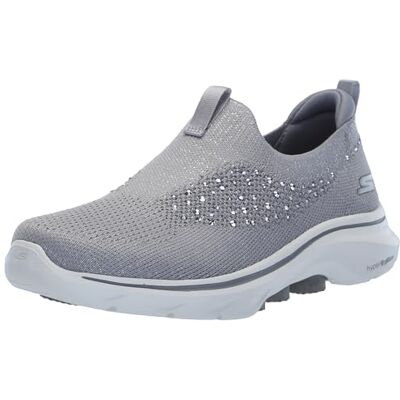 Skechers dam Go Walk 7 Bling Sneaker, Grått, 42 EU Skechers dam Go Walk 7 Bling Sneaker, Grått, 42 EU