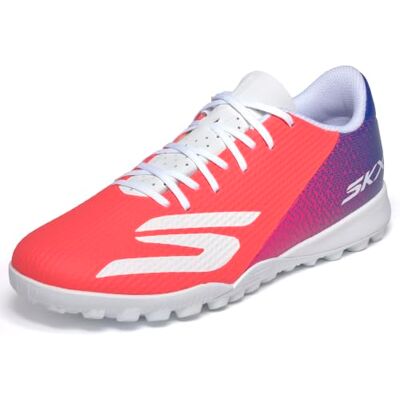 Skechers Skx_2 Academy TF fotbollsskor för män – exakt slagkontroll, flytta skumdämpande sko, blå syntetisk/rosa kant, 8,5 UK Skechers Skx_2 Academy TF fotbollsskor för män – exakt slagkontroll, flytta skumdämpande sko, blå syntetisk/rosa kant, 8,5 UK