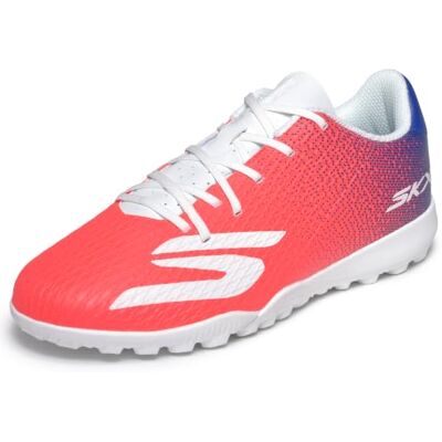 Skechers Skx_2 Jr ungdom TF fotbollsskor skor, blå syntetisk/rosa kant, 1 UK barn Skechers Skx_2 Jr ungdom TF fotbollsskor skor, blå syntetisk/rosa kant, 1 UK barn