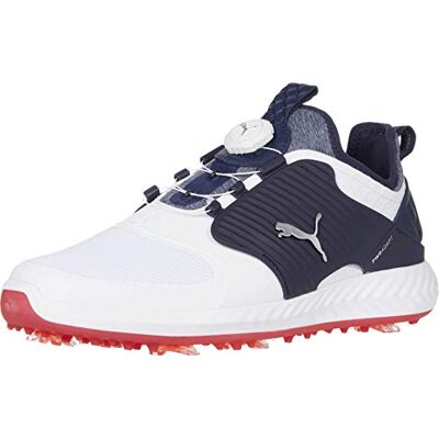 PUMA Golf Men's Ignite Pwradapt Caged Disc Golf Shoe, Puma White-Puma Silver-Peacoat, 10 M US PUMA Golf Men's Ignite Pwradapt Caged Disc Golf Shoe, Puma White-Puma Silver-Peacoat, 10 M US