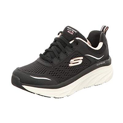 Skechers D'Lux Walker Infinite Motion dam Sneaker, Svart svart läder nät rosa trim Bkpk, 37.5 EU Skechers D'Lux Walker Infinite Motion dam Sneaker, Svart svart läder nät rosa trim Bkpk, 37.5 EU