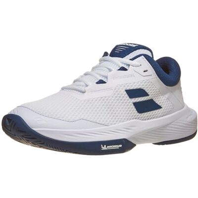 Babolat , Tennisskor SFX 4 AC M, överlägsen komfort, bred passform, optimalt stöd, extra cush-teknik, lätt och ventilerad skaft, tjock ortholite-sula, Vit mörk blå, 43 EU Babolat , Tennisskor SFX 4 AC M, överlägsen komfort, bred passform, optimalt stöd, extra cush-teknik, lätt och ventilerad skaft, tjock ortholite-sula, Vit mörk blå, 43 EU