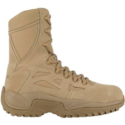 Reebok mens Rapid Response Rb Safety Toe 8" Stealth With Side Zipper Military & Tactical Boot, Desert Tan, 4.5 Medium US Reebok mens Rapid Response Rb Safety Toe 8" Stealth With Side Zipper Military & Tactical Boot, Desert Tan, 4.5 Medium US