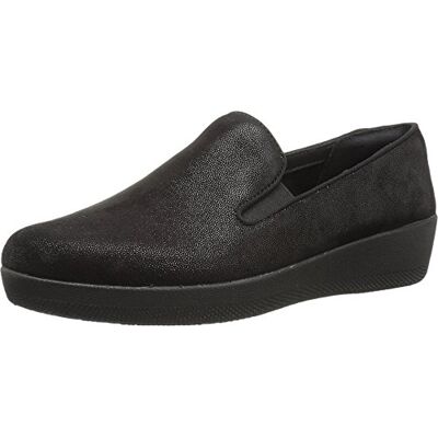 Fitflop Superskate läderloafers för kvinnor platt, Helt svart, 43 EU Fitflop Superskate läderloafers för kvinnor platt, Helt svart, 43 EU
