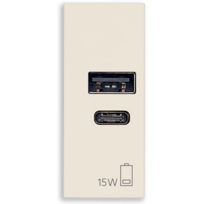 VIMAR 30292.AC15C Linea 15W 3A 5V USB-strömförsörjning för elektroniska enheter, USB-utgångar och USB C VIMAR 30292.AC15C Linea 15W 3A 5V USB-strömförsörjning för elektroniska enheter, USB-utgångar och USB C