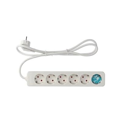 PRENDELUZ Multiuttag med 6 uttag med kabel, 1,5 m, 3680 W, 16 A, 250 V 2P injicerad kontakt + TT sidoskydd, barnskydd, H05W-F, 3 x 1,5 mm² PRENDELUZ Multiuttag med 6 uttag med kabel, 1,5 m, 3680 W, 16 A, 250 V 2P injicerad kontakt + TT sidoskydd, barnskydd, H05W-F, 3 x 1,5 mm²