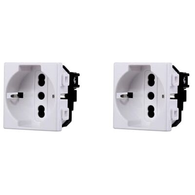 ElektroNova Schuko uttag 2P+T 10/16A 230V kompatibel Bticino Matix vit 2-pack ElektroNova Schuko uttag 2P+T 10/16A 230V kompatibel Bticino Matix vit 2-pack