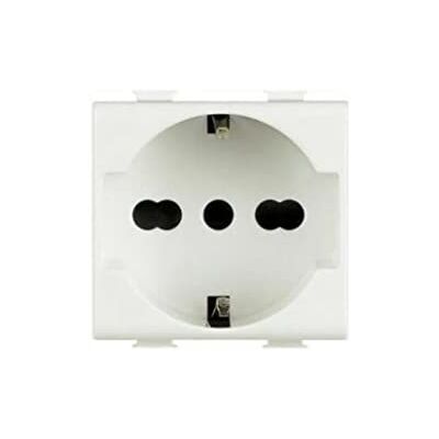 4Box Uttagstyp P40 2P+T kompatibel med Bticino® Matix™. Anslut en Schuko-kontakt eller en 10- eller 16A-kontakt utan adaptrar 4Box Uttagstyp P40 2P+T kompatibel med Bticino® Matix™. Anslut en Schuko-kontakt eller en 10- eller 16A-kontakt utan adaptrar