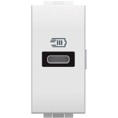 Bticino N4192c USB-laddare - 3A/5V, 20W - Vit - USB-C - 1 Modul - Snabbladdning Bticino N4192c USB-laddare - 3A/5V, 20W - Vit - USB-C - 1 Modul - Snabbladdning