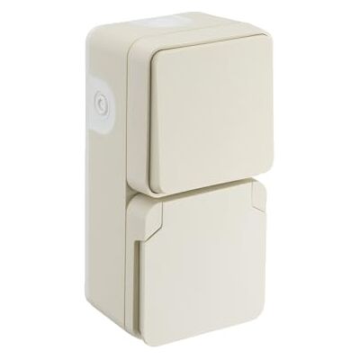DEBFLEX 730454 CYKLONE Duo-omkopplare På/Av + ZP+T V-uttag Sandfärg DEBFLEX 730454 CYKLONE Duo-omkopplare På/Av + ZP+T V-uttag Sandfärg