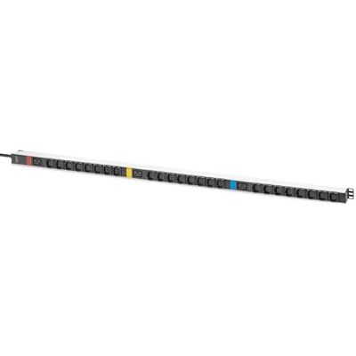 Digitus Basis IT PDU, 3-fas 16A, 24 x C13, 3 x C19, 3 m matningskabel IEC 60309 16 A kontakt, svart Digitus Basis IT PDU, 3-fas 16A, 24 x C13, 3 x C19, 3 m matningskabel IEC 60309 16 A kontakt, svart