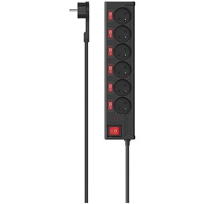 Hama Multikontakt med strömbrytare 1,4 m (6 typ E-uttag, NF-standard, allmänna + indiv strömbrytare, upplyst, överspänningsskydd, väggmontering, barnsäkerhet, 3 680 W/16 A) svart Hama Multikontakt med strömbrytare 1,4 m (6 typ E-uttag, NF-standard, allmänna + indiv strömbrytare, upplyst, överspänningsskydd, väggmontering, barnsäkerhet, 3 680 W/16 A) svart