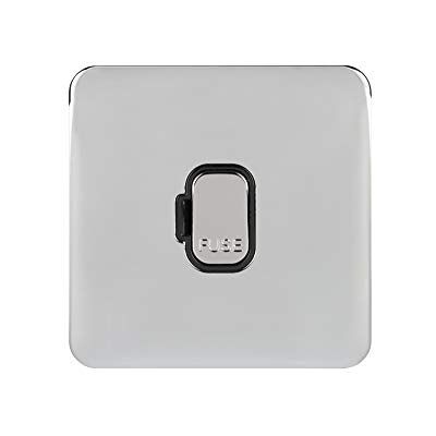 Schneider Electric Lisse Screwless Deco GGBL5000BPC okopplad anslutningsenhet, individuellt säkrad, 13 A, polerad krom med svart insats, 10 stycken Schneider Electric Lisse Screwless Deco GGBL5000BPC okopplad anslutningsenhet, individuellt säkrad, 13 A, polerad krom med svart insats, 10 stycken