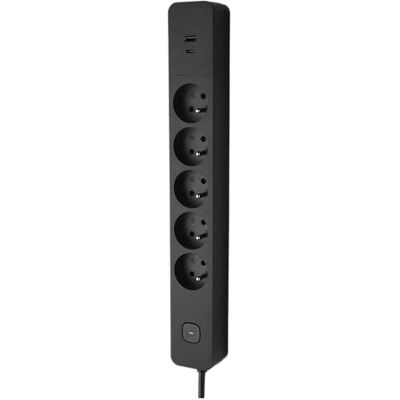 DEBFLEX Flera uttag med strömbrytare 5 x 2P+T 16 A + 1 USB-A + 1 x USB-C 3,4A idealiska multianslutningar 1,5 meter sladd svart DEBFLEX Flera uttag med strömbrytare 5 x 2P+T 16 A + 1 USB-A + 1 x USB-C 3,4A idealiska multianslutningar 1,5 meter sladd svart