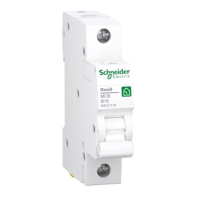 Schneider Electric Schneider Elektrisk skyddsbrytare RESI9 1P 16A B 10KA, R9F27116 Schneider Electric Schneider Elektrisk skyddsbrytare RESI9 1P 16A B 10KA, R9F27116