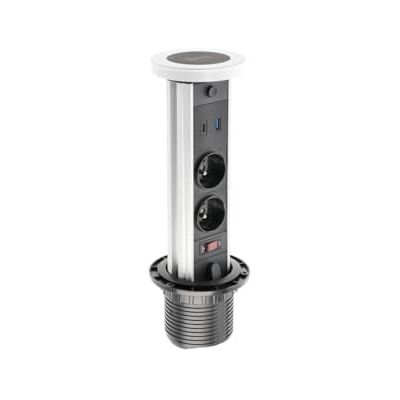 GTV Inbyggt bordsuttag Camino 80 mm, 2 x French, USB-A+C, induktionsladdning 10 W, 1,5 m kabel, vit – perfekt lösning för moderna arbetsplatser GTV Inbyggt bordsuttag Camino 80 mm, 2 x French, USB-A+C, induktionsladdning 10 W, 1,5 m kabel, vit – perfekt lösning för moderna arbetsplatser