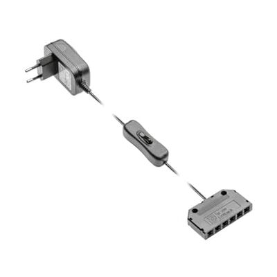 GTV LED-strömförsörjning 6 W med vippströmbrytare och fördelare – 230 V – 50 Hz – för upp till 6 LED-klämmor 0,24 W – 12 V DC – IP20 – CE/EAC-certifierad – plast – vit GTV LED-strömförsörjning 6 W med vippströmbrytare och fördelare – 230 V – 50 Hz – för upp till 6 LED-klämmor 0,24 W – 12 V DC – IP20 – CE/EAC-certifierad – plast – vit