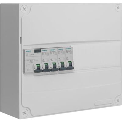 SIEMENS Elcentral - 1-raders, 40A AC jordfelsbrytare, 4 automatsäkringar SIEMENS Elcentral - 1-raders, 40A AC jordfelsbrytare, 4 automatsäkringar