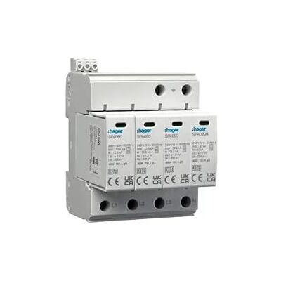HAGER SPA931 Överspänningsskydd - Typ 1+2, 4P, 50kA, 1.2kV, TN-S/TT HAGER SPA931 Överspänningsskydd - Typ 1+2, 4P, 50kA, 1.2kV, TN-S/TT