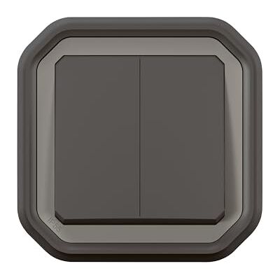 Legrand Plexo dubbel strömbrytare eller på/av eller tryckare, vattentät och robust IP55 IK08, snabbkoppling utan verktyg, antracit finish Legrand Plexo dubbel strömbrytare eller på/av eller tryckare, vattentät och robust IP55 IK08, snabbkoppling utan verktyg, antracit finish