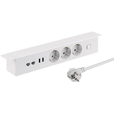 MAXTRACK Bordsuttag NV64L 3-vägs skyddskontakt med 2 x USB och 2 x LAN-kontakt, flera uttag för hemmet kan skruvas på och av, uttagslist med 1,8 m kabel MAXTRACK Bordsuttag NV64L 3-vägs skyddskontakt med 2 x USB och 2 x LAN-kontakt, flera uttag för hemmet kan skruvas på och av, uttagslist med 1,8 m kabel