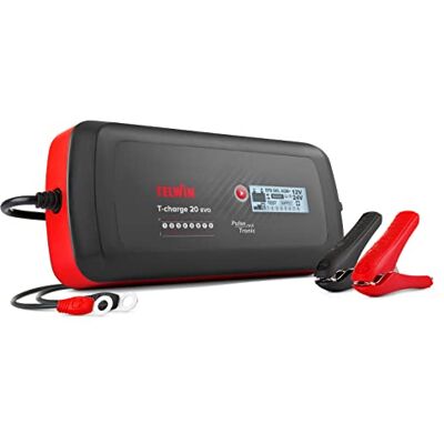 Telwin T-Charge 20 EVO 12 V/24 V multifunktionsladdare, laddningshållare och testare med LCD-skärm för bil- och fordonsbatterier med Pulse Tronic teknik, 100–240 V Telwin T-Charge 20 EVO 12 V/24 V multifunktionsladdare, laddningshållare och testare med LCD-skärm för bil- och fordonsbatterier med Pulse Tronic teknik, 100–240 V