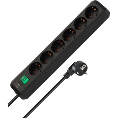 Brennenstuhl Eco-Line 2-pack, grenuttag med 6 uttag (fleruttag med skyddsjordade uttag, ökat beröringsskydd, strömbrytare och 1,5m kabel) svart Brennenstuhl Eco-Line 2-pack, grenuttag med 6 uttag (fleruttag med skyddsjordade uttag, ökat beröringsskydd, strömbrytare och 1,5m kabel) svart