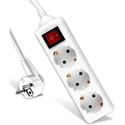 V-TAC 3-vägs kontakt med strömbrytare och 1,5 m kabel 3 uttag 16 A uttag för hem kontor butik garage 250 V kompakt och praktisk V-TAC 3-vägs kontakt med strömbrytare och 1,5 m kabel 3 uttag 16 A uttag för hem kontor butik garage 250 V kompakt och praktisk
