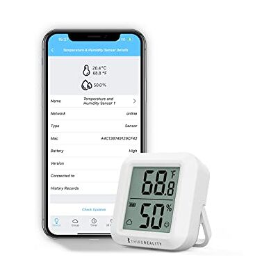 THIRDREALITY Zigbee temperatur- och fuktighetssensor med digital LCD-skärm, ZigBee-hubb krävs, appinspelningar, fjärrövervakning och smart hemautomatisering, AAA-batterier ingår THIRDREALITY Zigbee temperatur- och fuktighetssensor med digital LCD-skärm, ZigBee-hubb krävs, appinspelningar, fjärrövervakning och smart hemautomatisering, AAA-batterier ingår