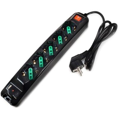Förlängningssladd Fmp5gigusb - 5 uttag, USB, Schuko, Italiensk kontakt Förlängningssladd Fmp5gigusb - 5 uttag, USB, Schuko, Italiensk kontakt