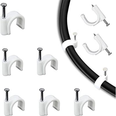 Generic Kabelklämma, nagelklämma, 200 stycken, kabel, nagelfäste, nagel, vit, självhäftande klämmor med insydd spik, kabelklämmor, kabelhållare, rund 10 mm, för nätverkskabel Generic Kabelklämma, nagelklämma, 200 stycken, kabel, nagelfäste, nagel, vit, självhäftande klämmor med insydd spik, kabelklämmor, kabelhållare, rund 10 mm, för nätverkskabel