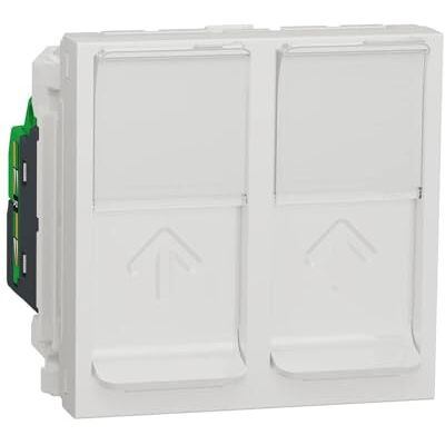 Schneider Electric NU341718 New Unica, Dubbeluttag RJ45 cat.6 6 STP, 2 Modul, Prod. Hållbar Green Premium, Enkel installation Polar Schneider Electric NU341718 New Unica, Dubbeluttag RJ45 cat.6 6 STP, 2 Modul, Prod. Hållbar Green Premium, Enkel installation Polar
