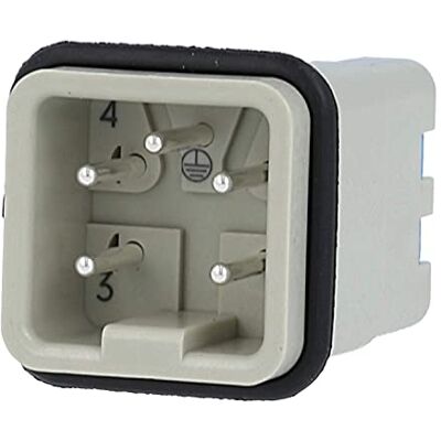 HARTING 09200042633 Han 4A stiftinsats (M) snabblock-anslutning, 4-polig PE 230 V/400 V, 10 A – 1 st HARTING 09200042633 Han 4A stiftinsats (M) snabblock-anslutning, 4-polig PE 230 V/400 V, 10 A – 1 st