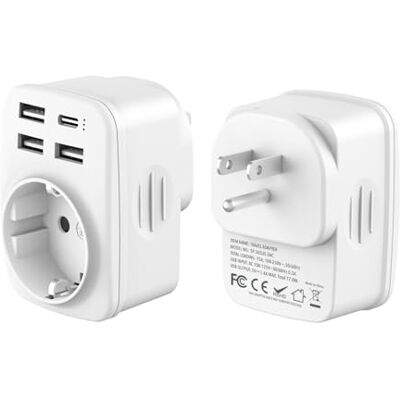 Carehabi Reseadapter USA-adapter Amerika tysk kontakt med 3 USB C 1 USB-C, uttagsadapter resekontakt strömadapter för Kanada Thailand Mexiko väggladdare laddningsstation Carehabi Reseadapter USA-adapter Amerika tysk kontakt med 3 USB C 1 USB-C, uttagsadapter resekontakt strömadapter för Kanada Thailand Mexiko väggladdare laddningsstation